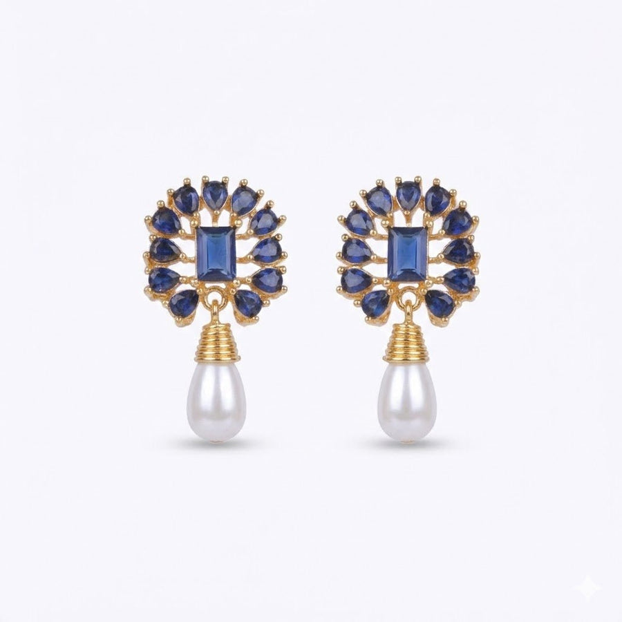 Amethyst Pearl Drop Earrings - 21k Gold Plated Gemstone Jewelry - Pehnaawaa