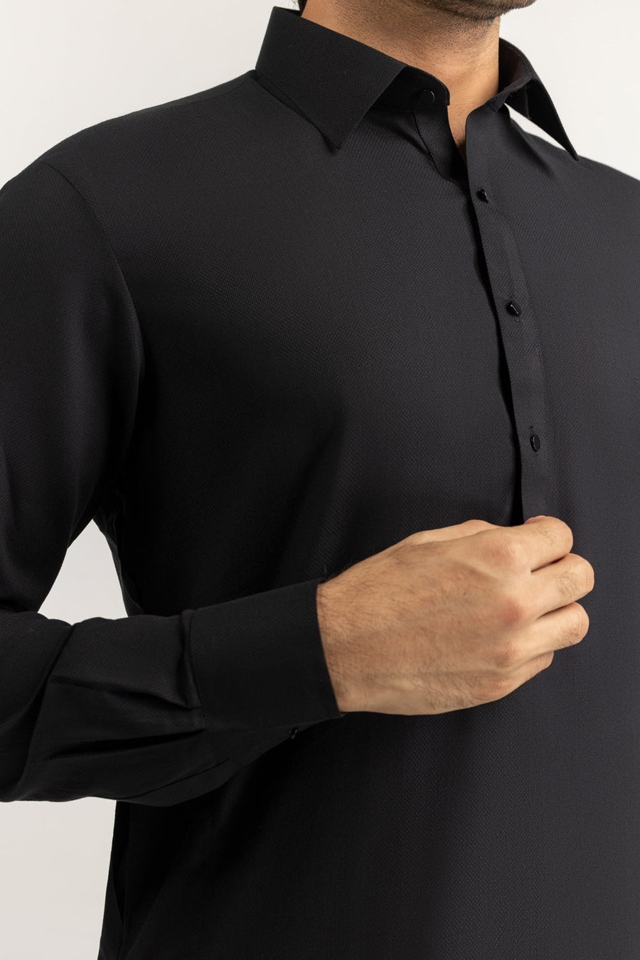 Off-White Silk-Blend 2-Piece Kurta | Mandarin Collar