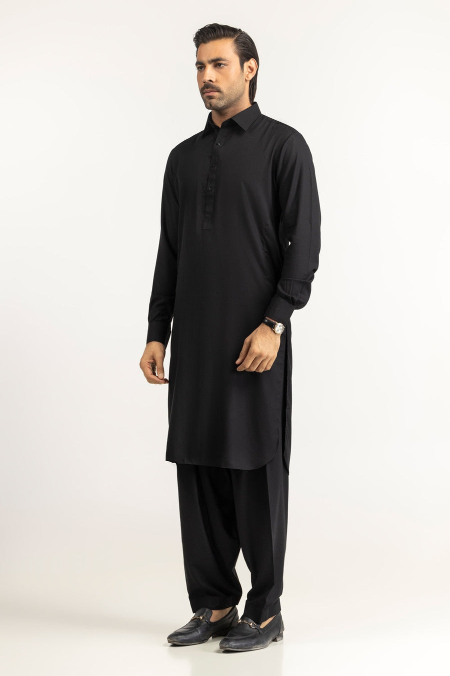 Off-White Silk-Blend 2-Piece Kurta | Mandarin Collar