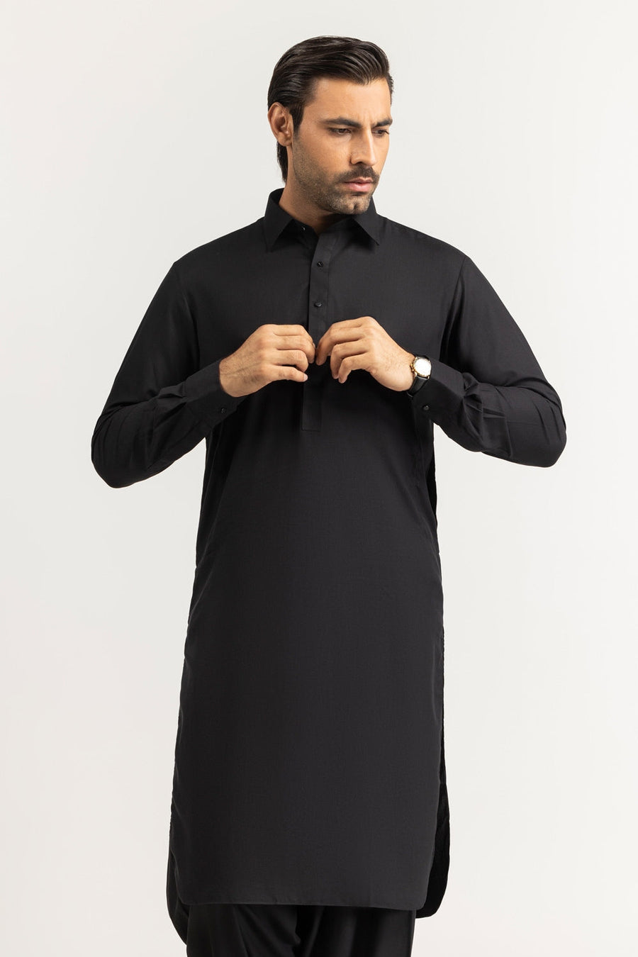 Off-White Silk-Blend 2-Piece Kurta | Mandarin Collar