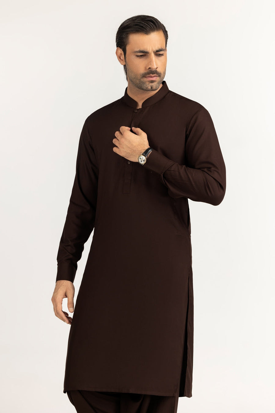 Off-White Silk-Blend 2-Piece Kurta | Mandarin Collar
