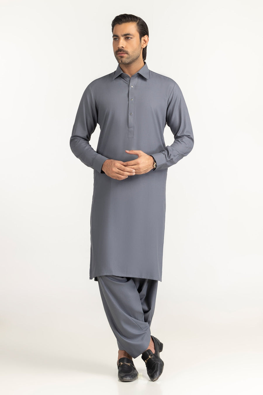 Off-White Silk-Blend 2-Piece Kurta | Mandarin Collar
