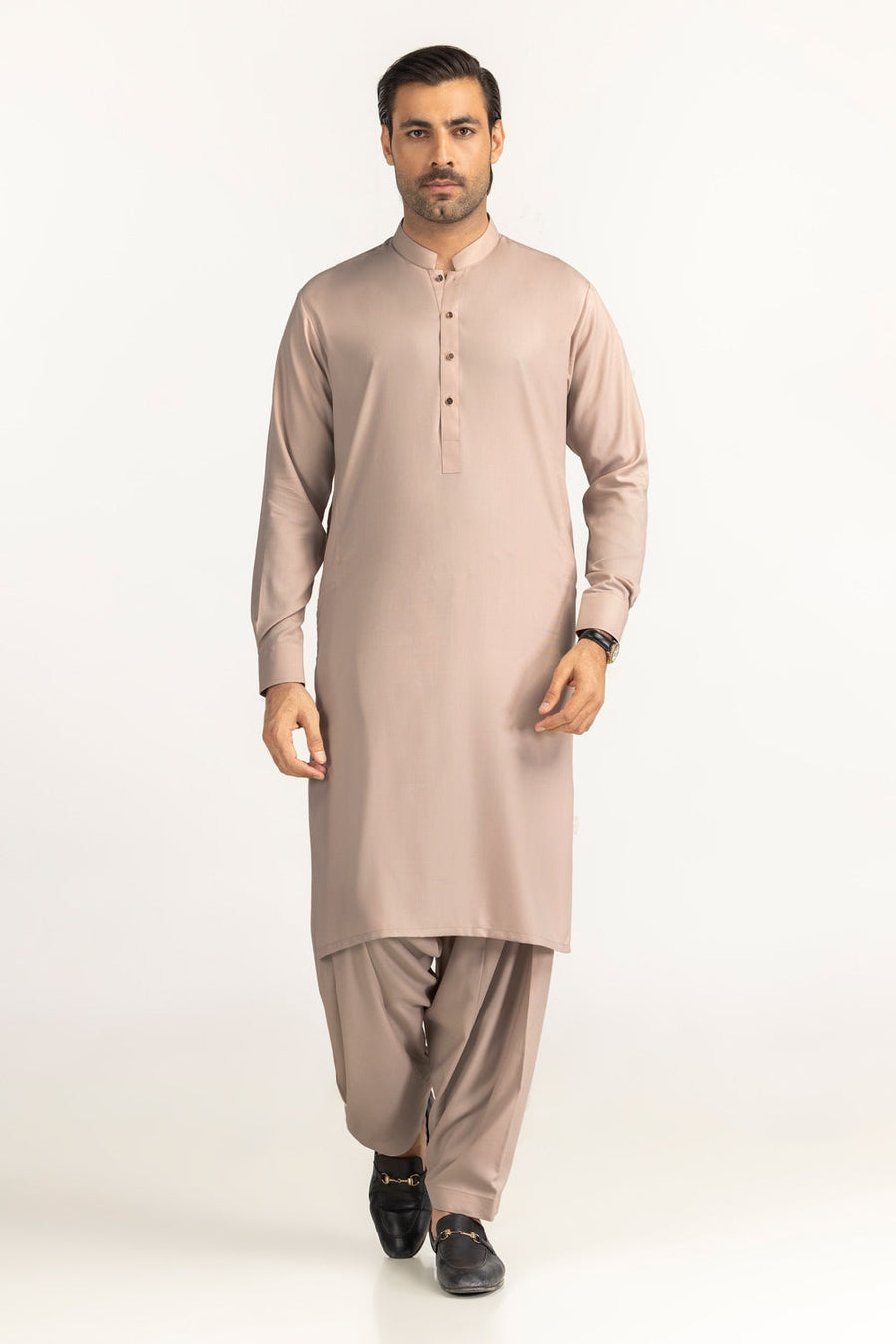 Off-White Silk-Blend 2-Piece Kurta | Mandarin Collar