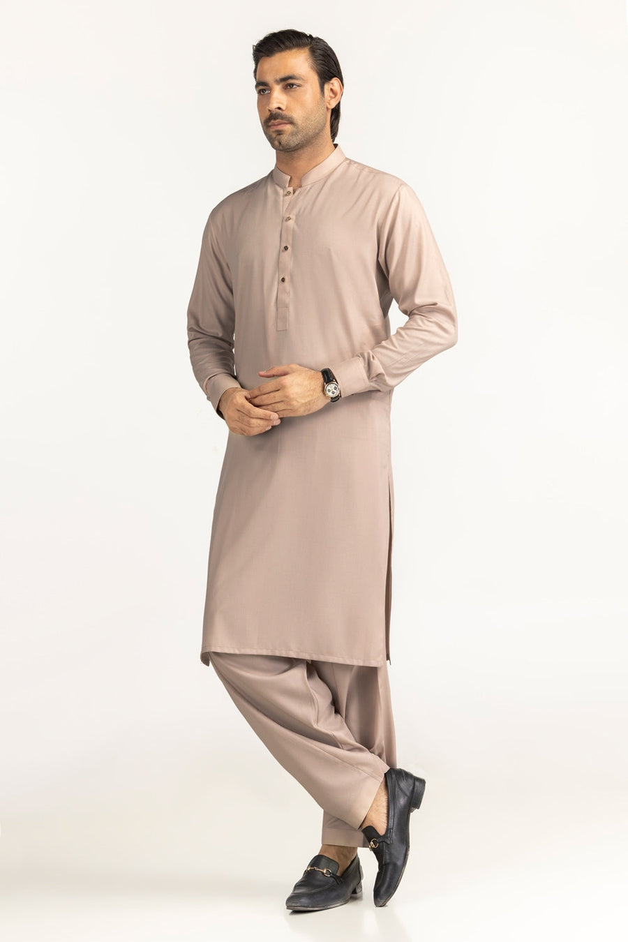 Off-White Silk-Blend 2-Piece Kurta | Mandarin Collar