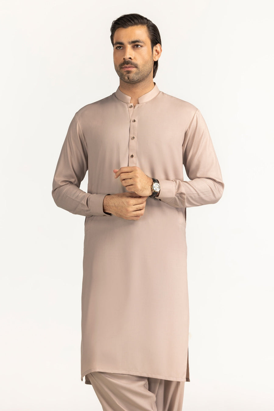 Off-White Silk-Blend 2-Piece Kurta | Mandarin Collar