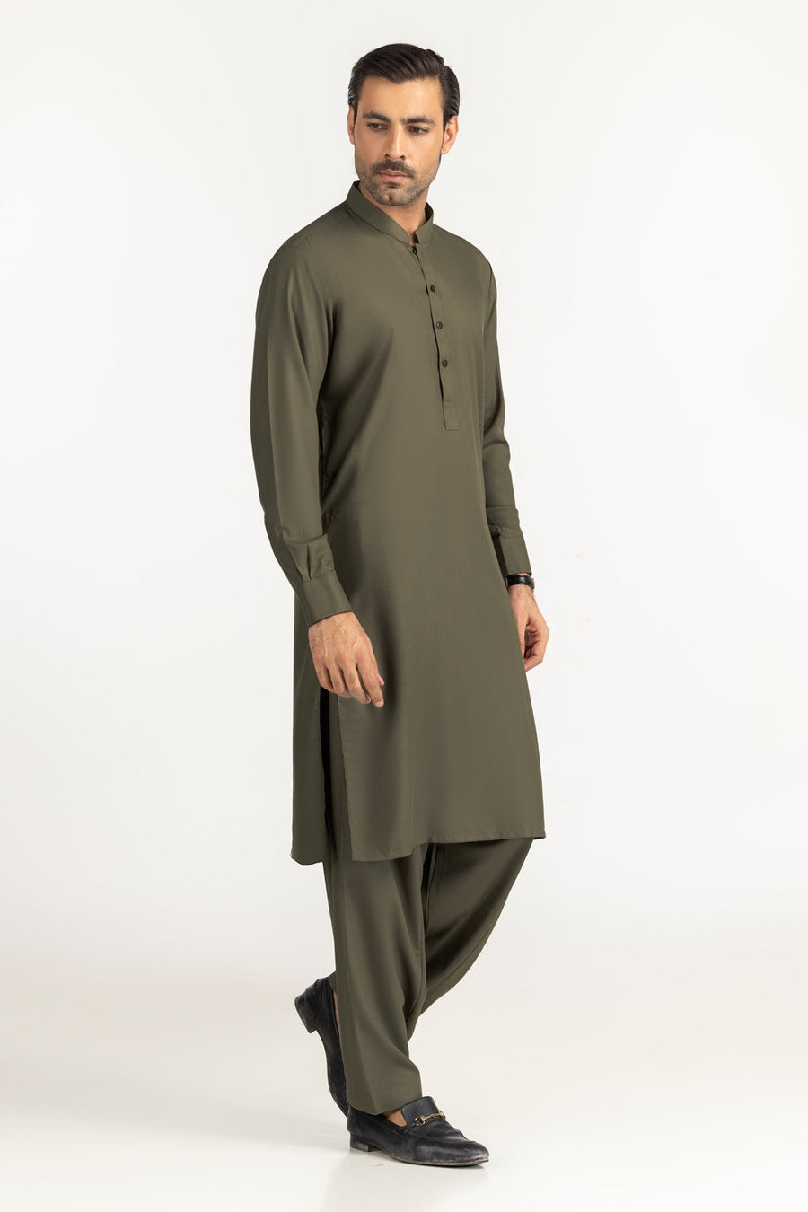 Off-White Silk-Blend 2-Piece Kurta | Mandarin Collar