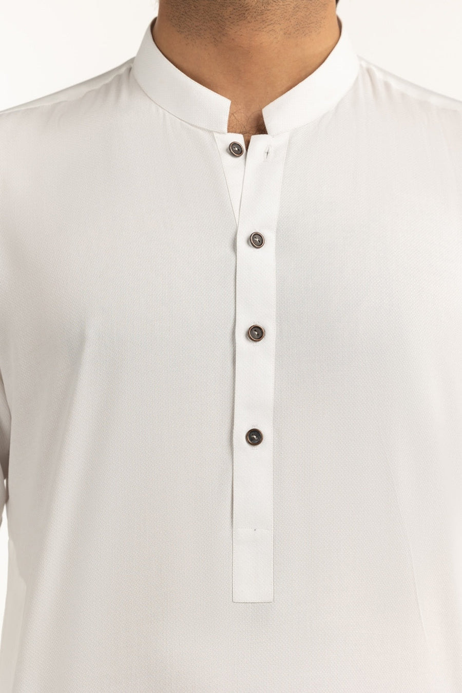 Off-White Silk-Blend 2-Piece Kurta | Mandarin Collar