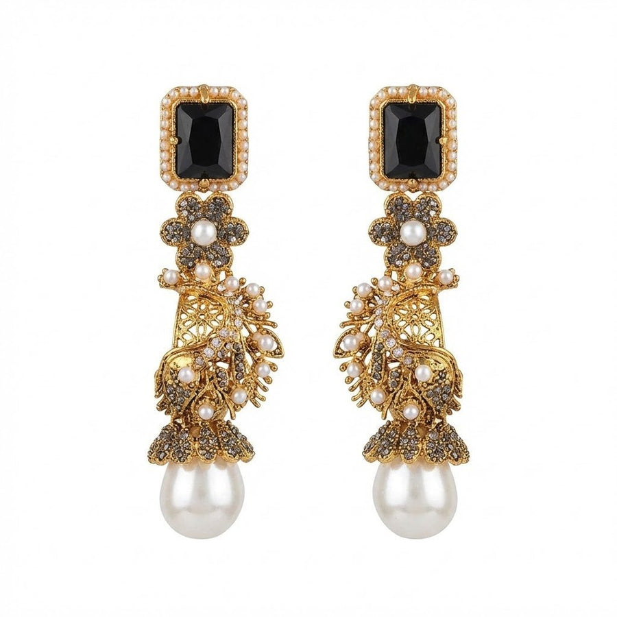 Azure Luxe Baroque Drop Earrings - Pehnaawaa