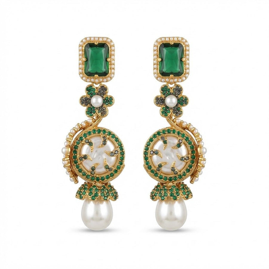 Azure Luxe Baroque Drop Earrings - Pehnaawaa