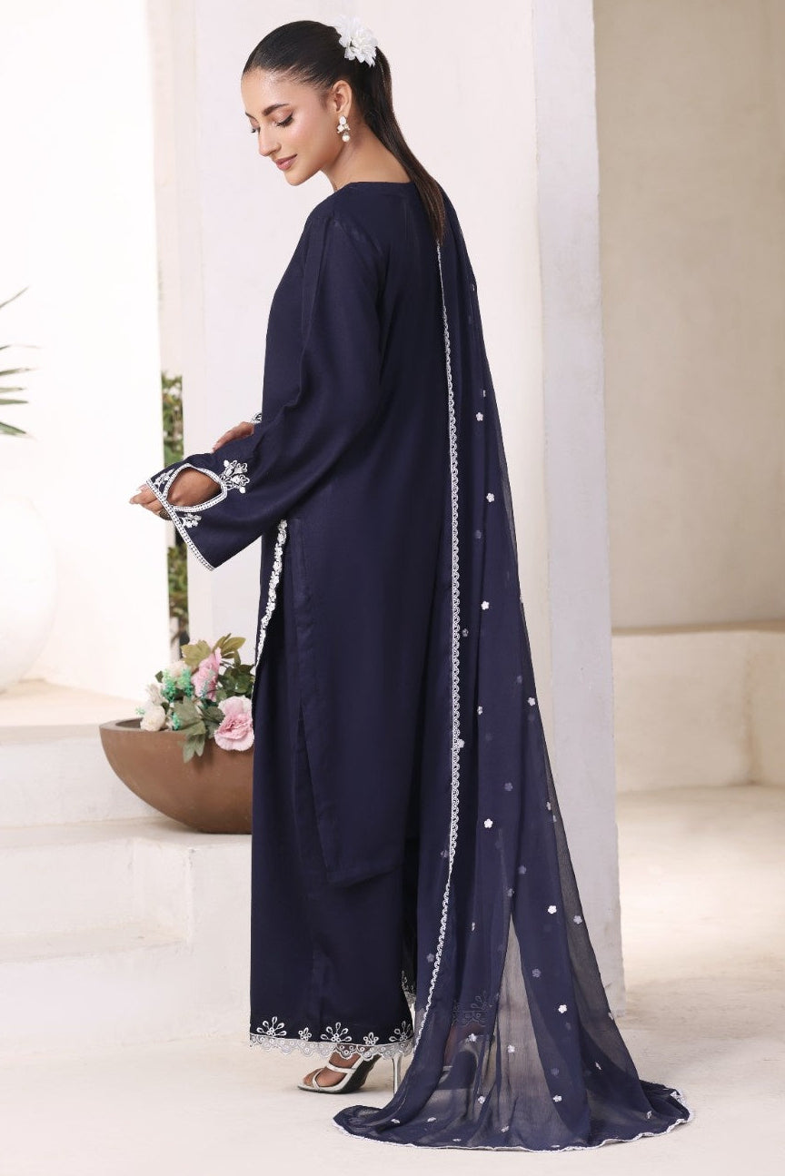 Navy Mist- 3 piece embroidered casual wear for women
