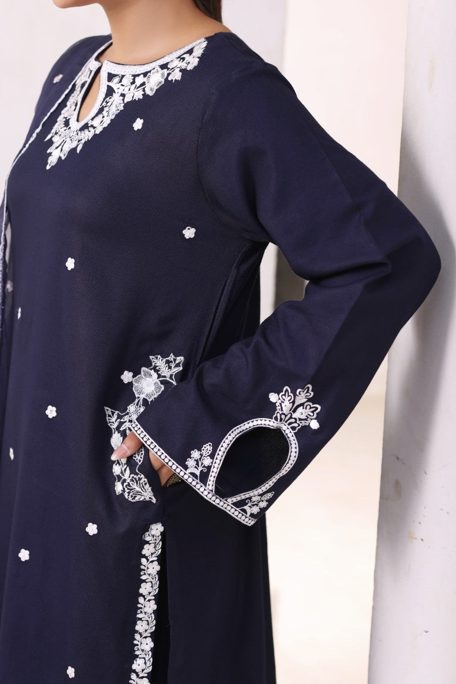 Navy Mist- 3 piece embroidered casual wear for women