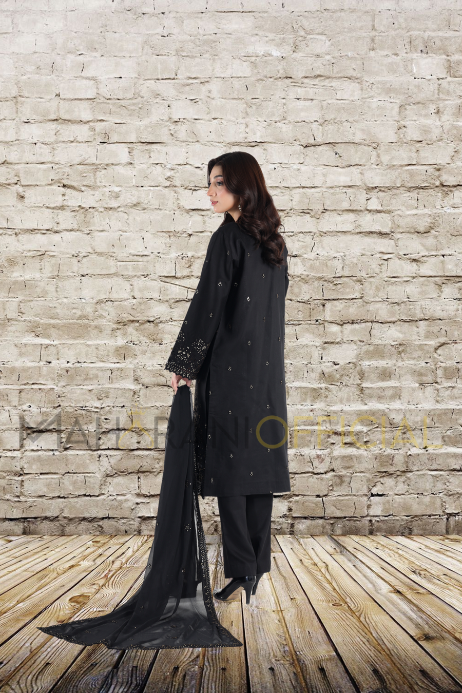 Black Radiance 3 piece Embroidered Stitched suit