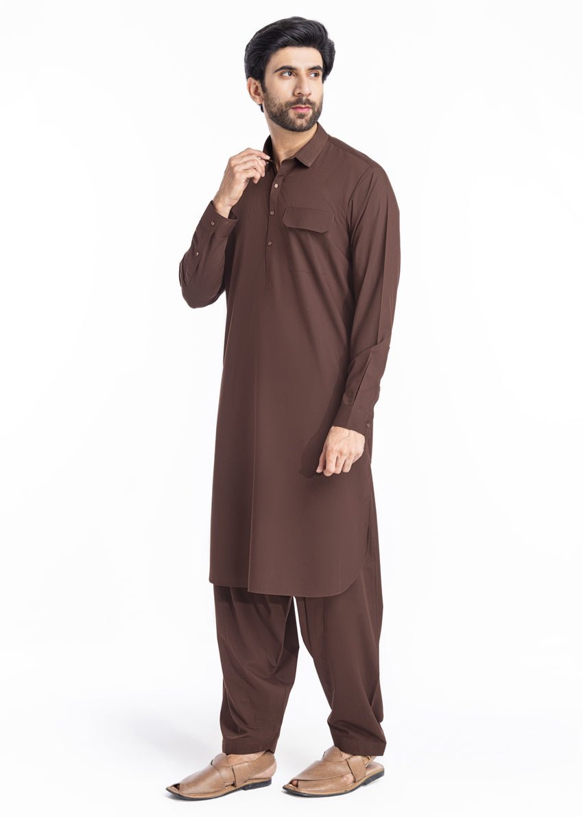 Brown - Blended - Shalwar Suit - (MP2PSBW25BM9O5) - Pehnaawaa