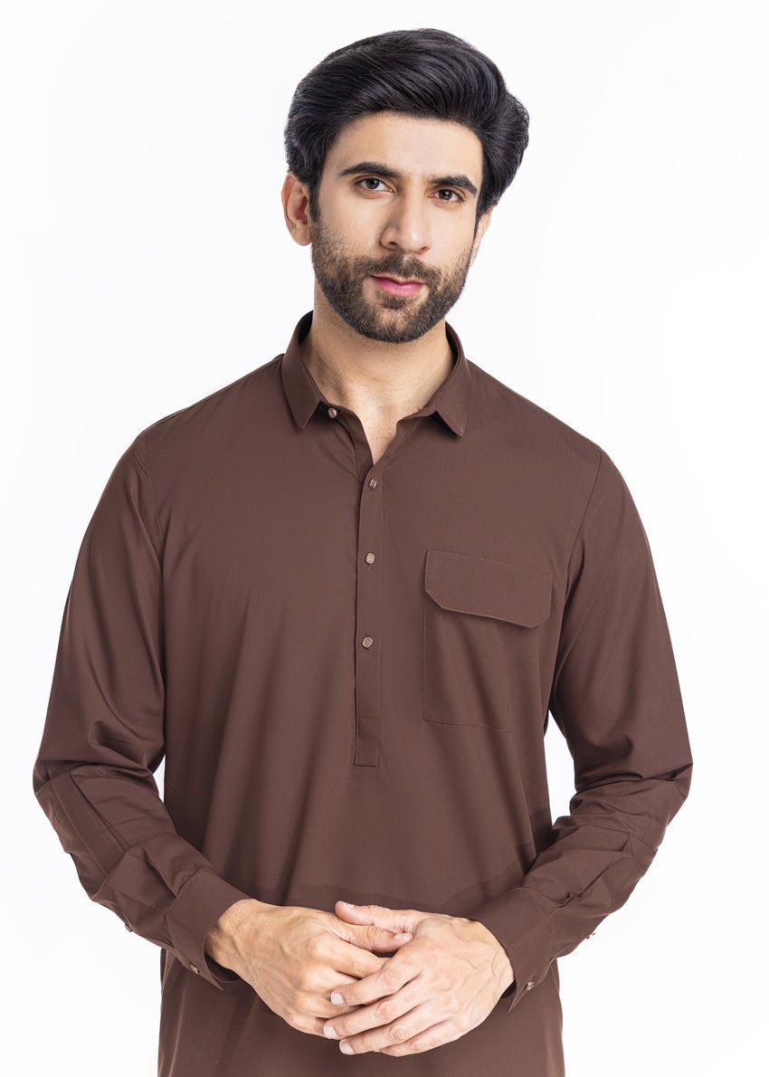 Brown - Blended - Shalwar Suit - (MP2PSBW25BM9O5) - Pehnaawaa