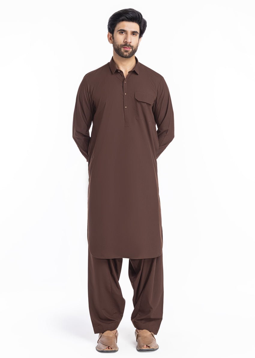 Brown - Blended - Shalwar Suit - (MP2PSBW25BM9O5) - Pehnaawaa