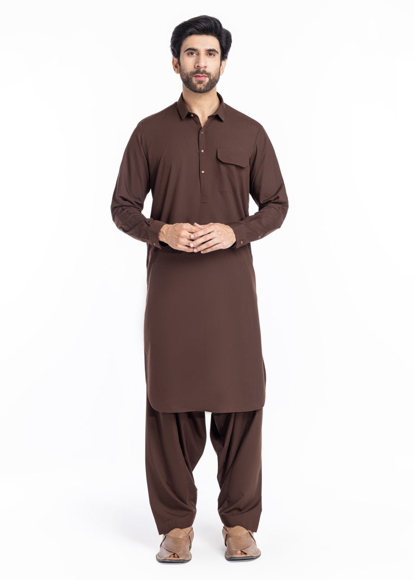 Brown - Blended - Shalwar Suit - (MP2PSBW25BM9O5) - Pehnaawaa