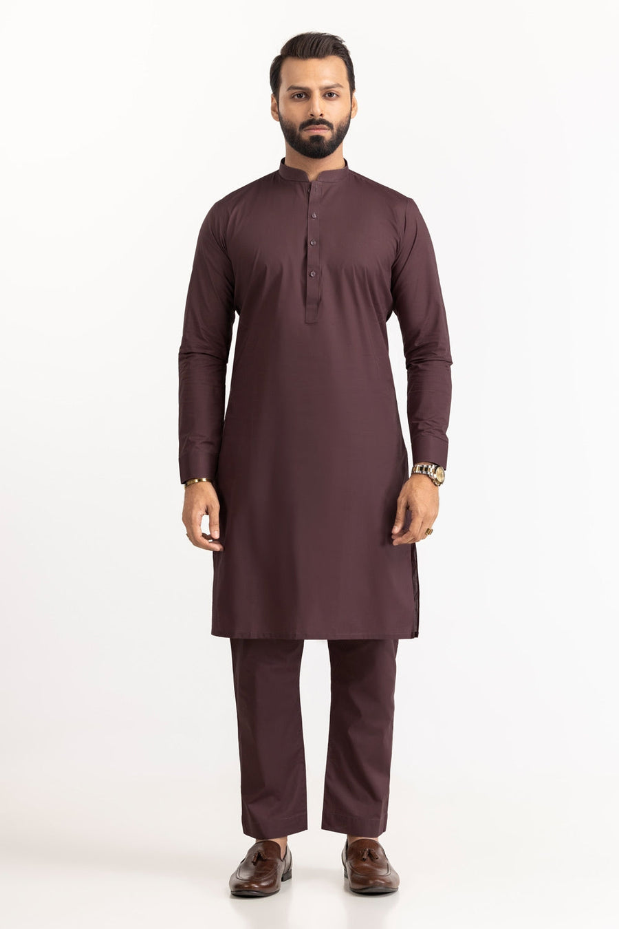 Off-White Cotton 2-Piece Men's Kurta | Classic Collar Silhouette
