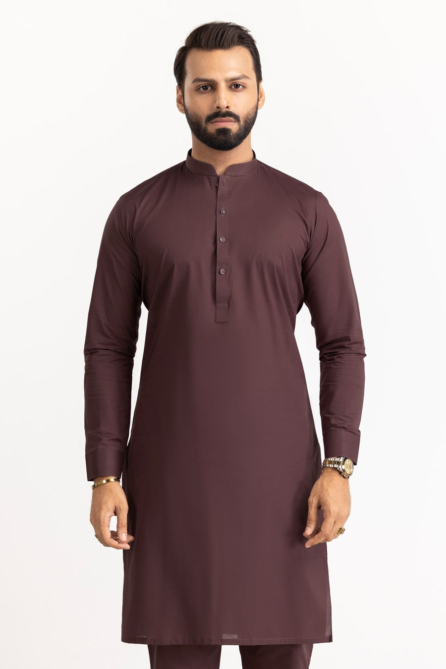 Off-White Cotton 2-Piece Men's Kurta | Classic Collar Silhouette