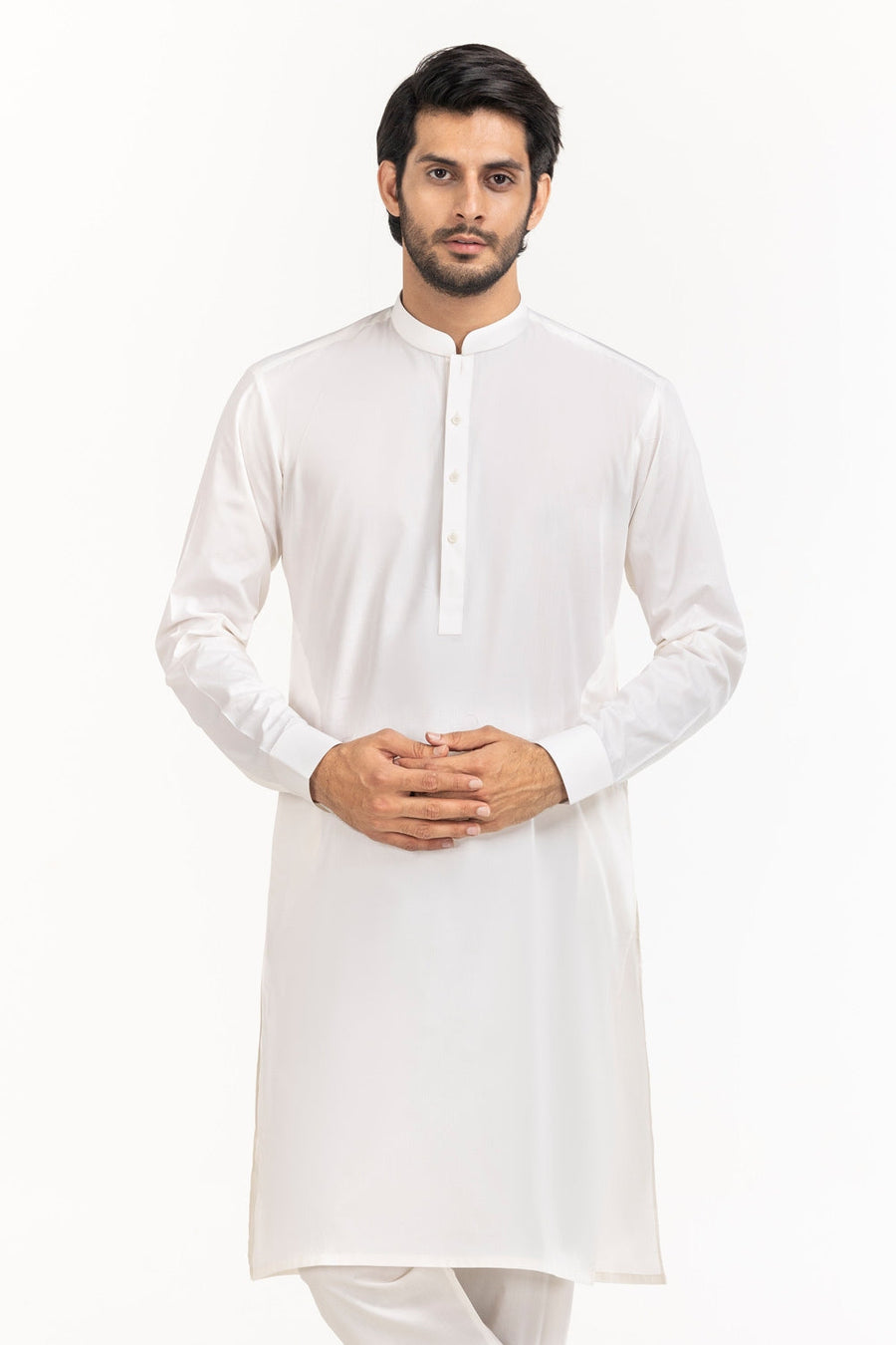 Off-White Cotton 2-Piece Men's Kurta | Classic Collar Silhouette