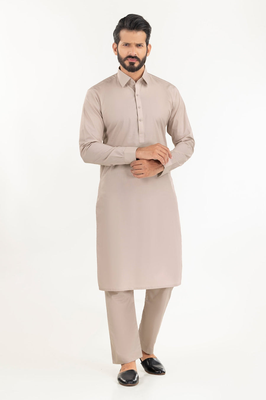 Off-White Cotton 2-Piece Men's Kurta | Classic Collar Silhouette