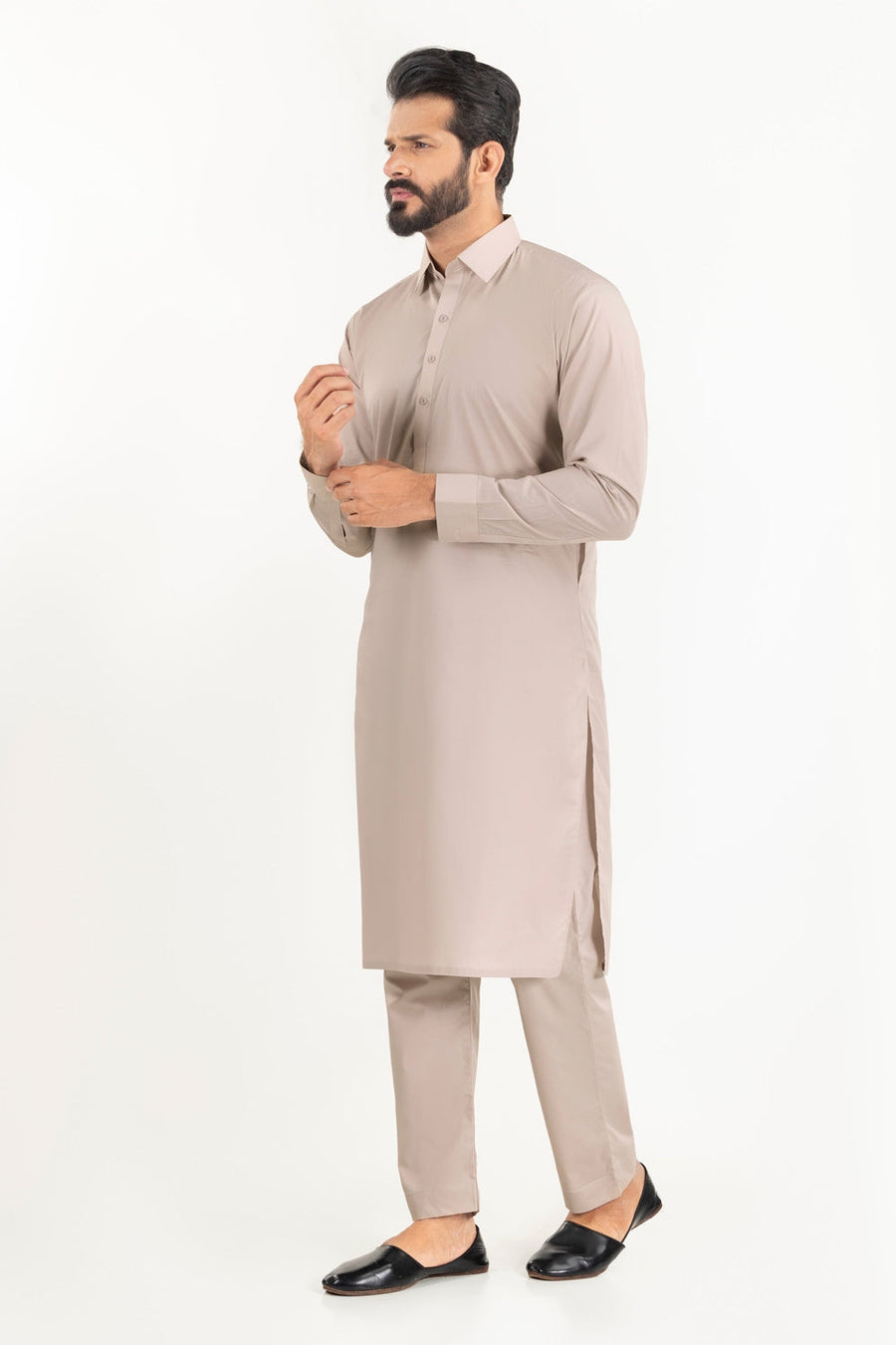 Off-White Cotton 2-Piece Men's Kurta | Classic Collar Silhouette