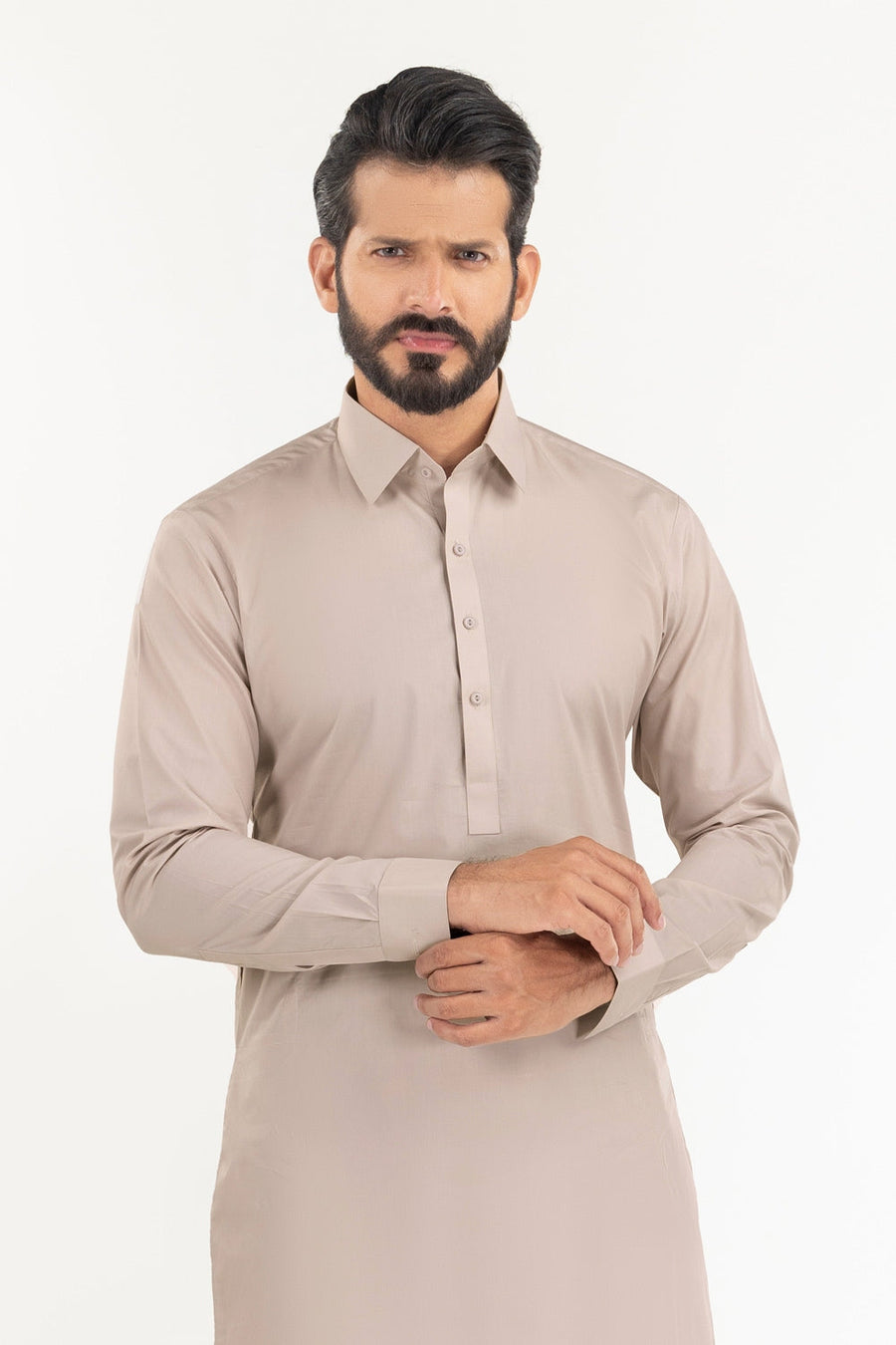Off-White Cotton 2-Piece Men's Kurta | Classic Collar Silhouette