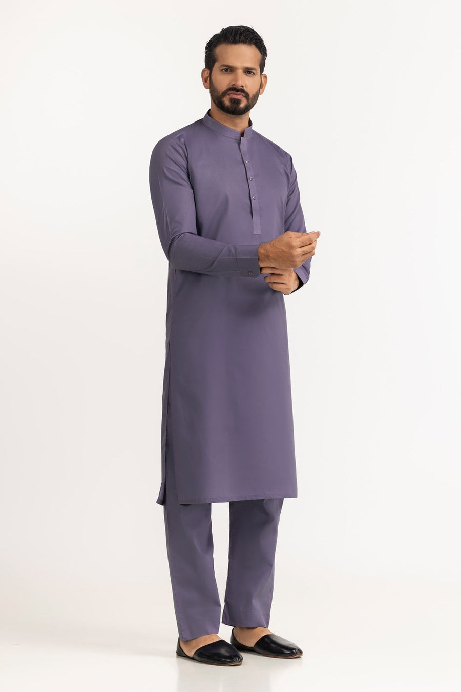 Off-White Cotton 2-Piece Men's Kurta | Classic Collar Silhouette