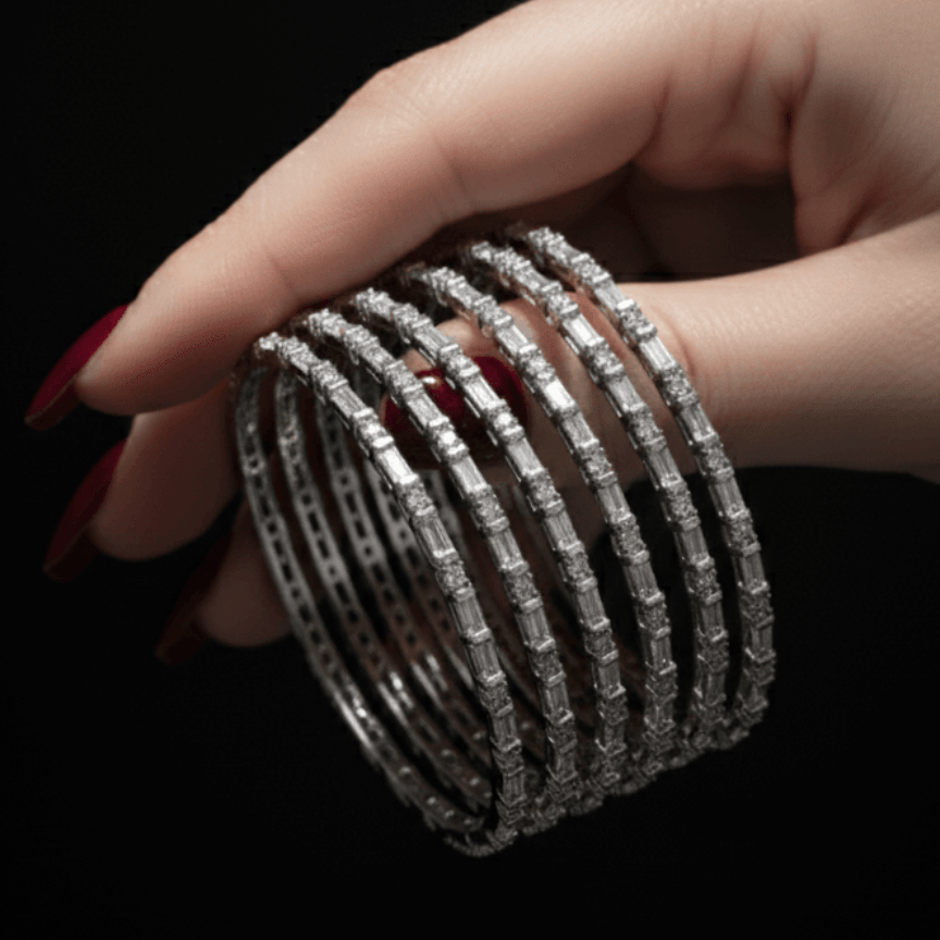 Celestial Golden Silver Six Bangles - Pehnaawaa