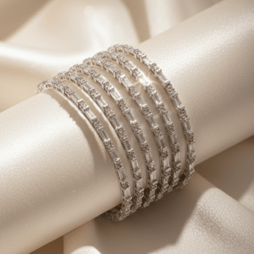 Celestial Golden Silver Six Bangles - Pehnaawaa