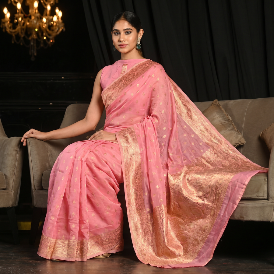 Taffy Pink Banarasi Saree - Pehnaawaa