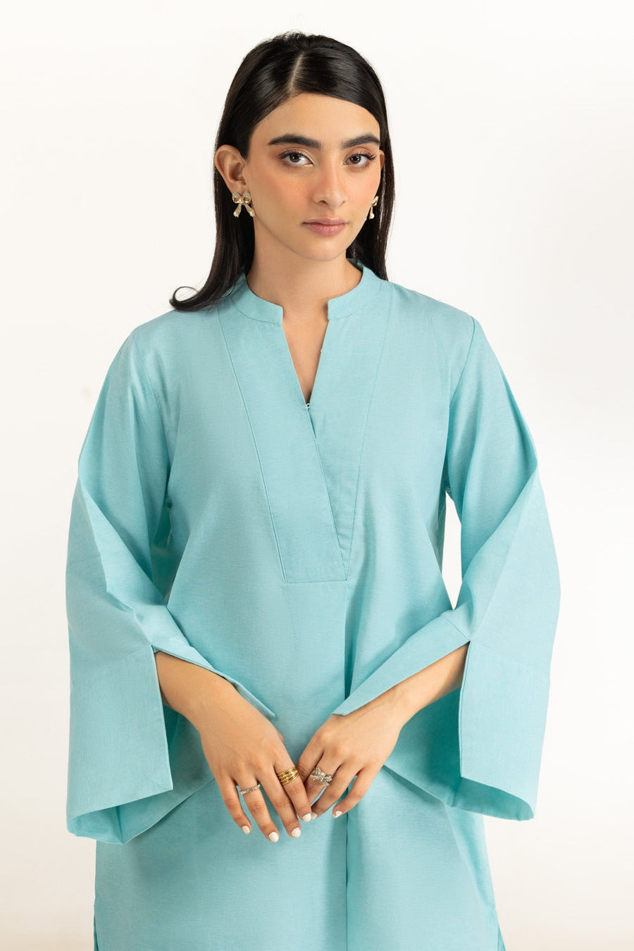 Sage Chambray 2-Piece Co-Ord Set | Flared Bell Sleeves