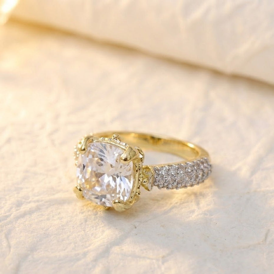 Cubic Zircons Ring With Gold Polish - Pehnaawaa