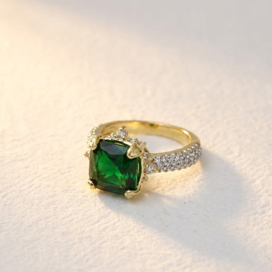 Cubic Zircons Ring With Gold Polish - Pehnaawaa
