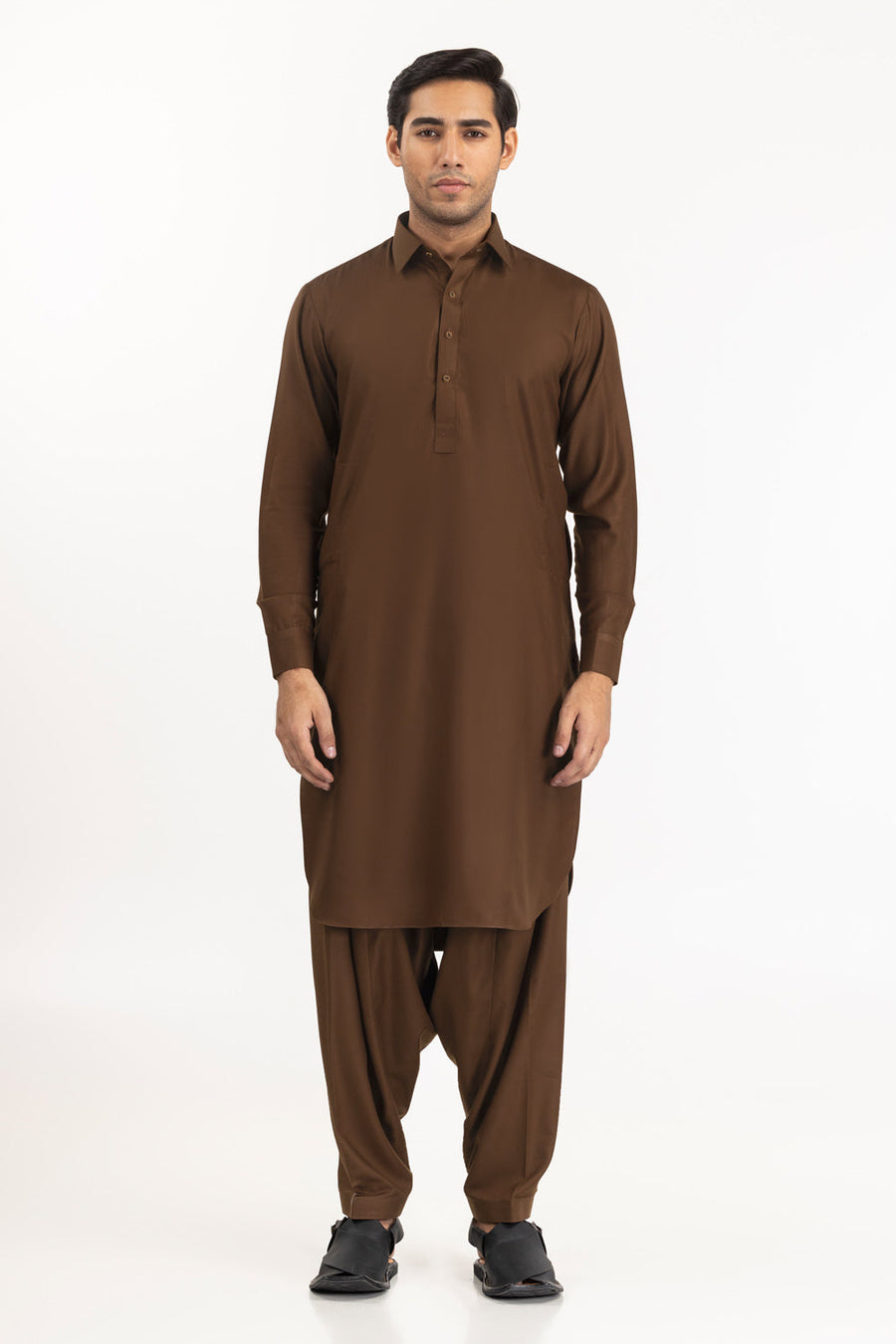 Midnight Navy Cotton Silk 2-Piece Kurta | Mandarin Collar