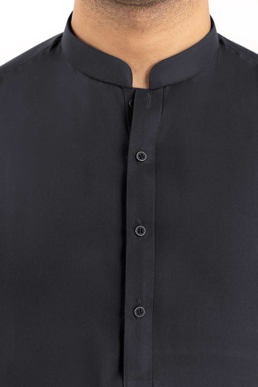 Midnight Navy Cotton Silk 2-Piece Kurta | Mandarin Collar