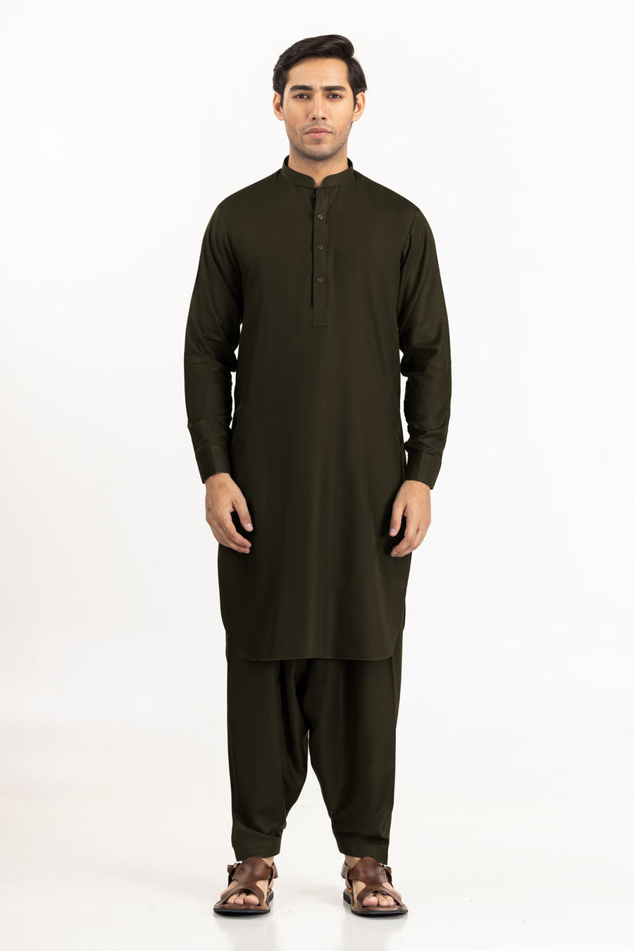 Midnight Navy Cotton Silk 2-Piece Kurta | Mandarin Collar