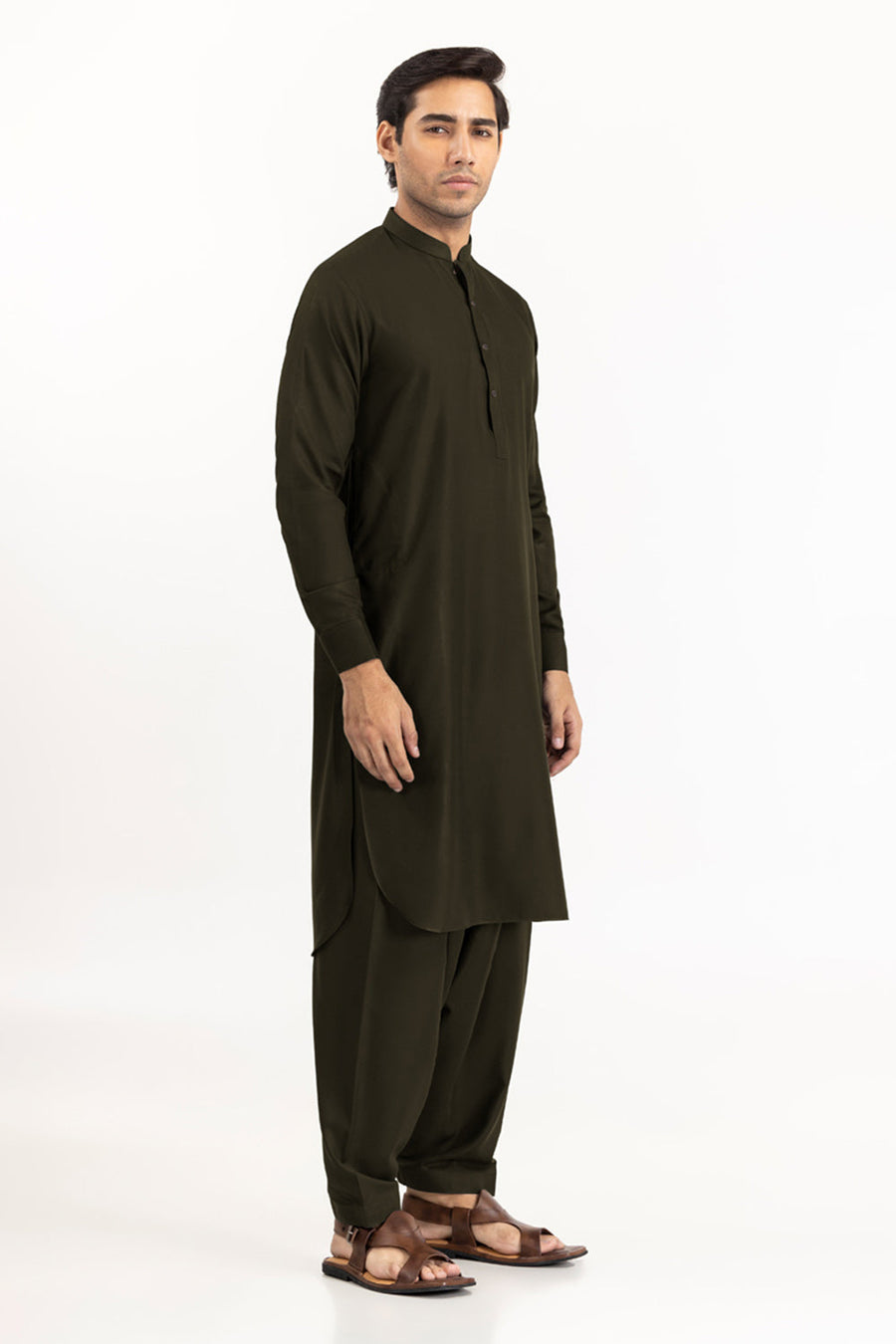 Midnight Navy Cotton Silk 2-Piece Kurta | Mandarin Collar