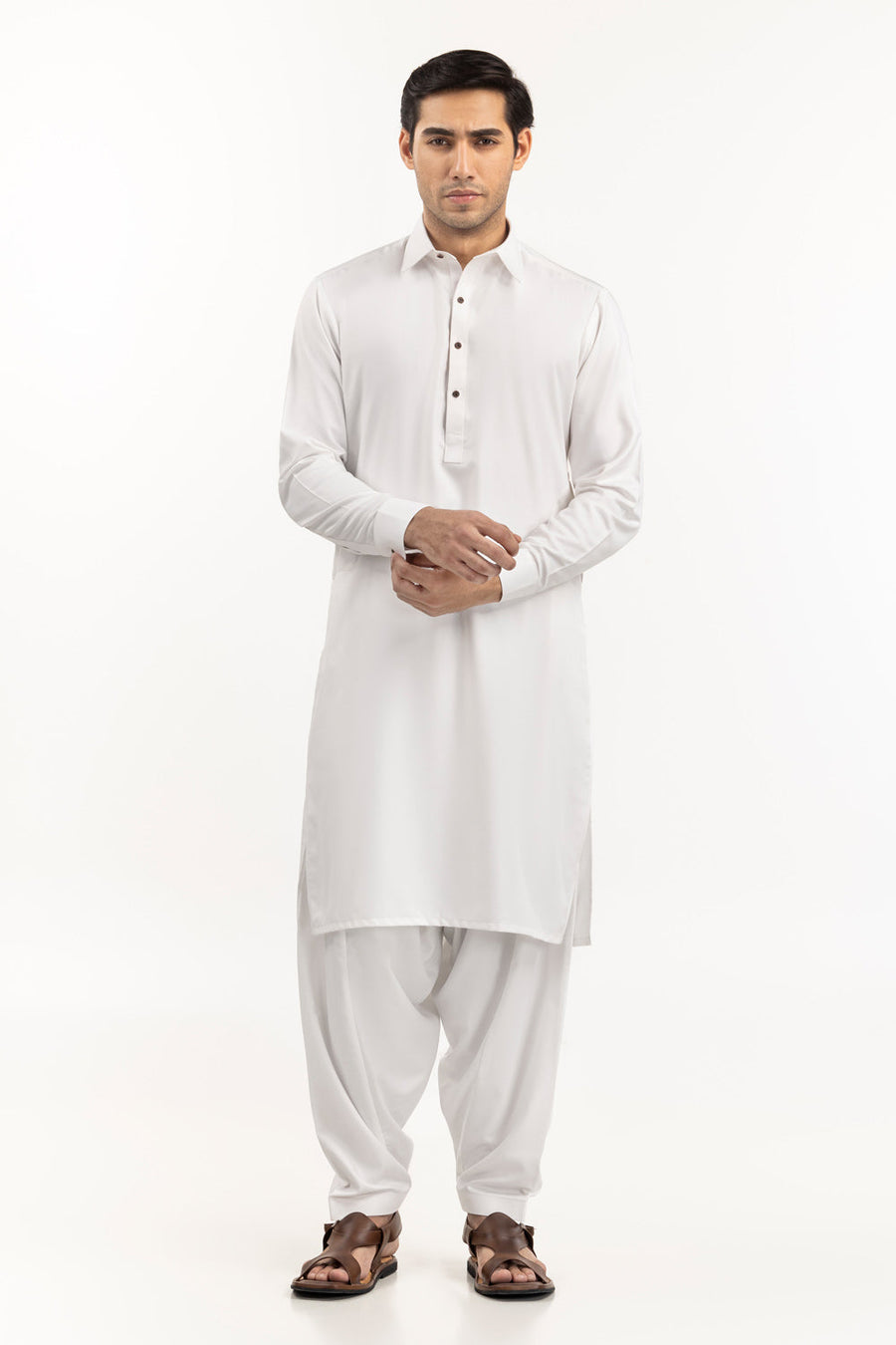 Midnight Navy Cotton Silk 2-Piece Kurta | Mandarin Collar