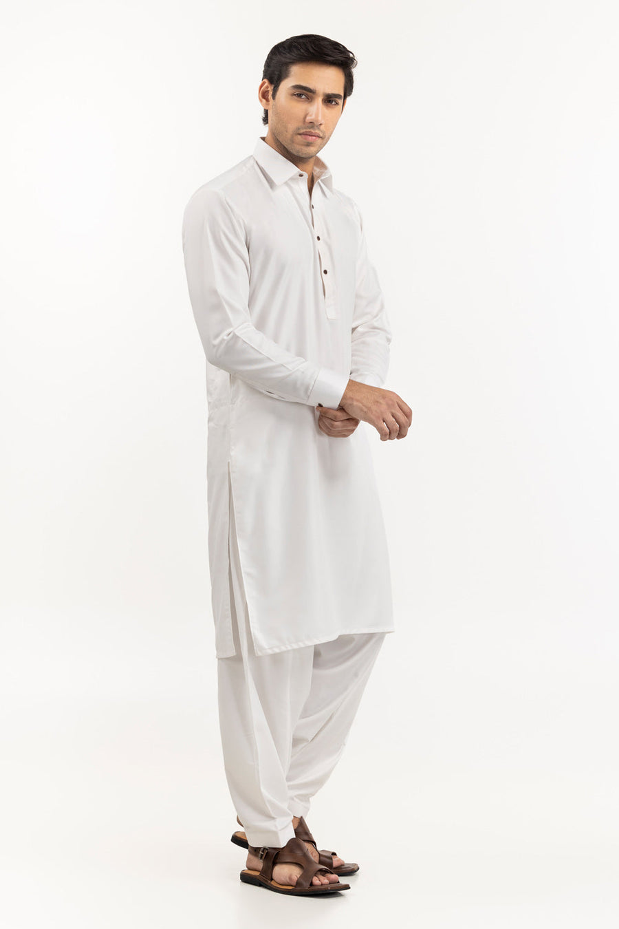 Midnight Navy Cotton Silk 2-Piece Kurta | Mandarin Collar