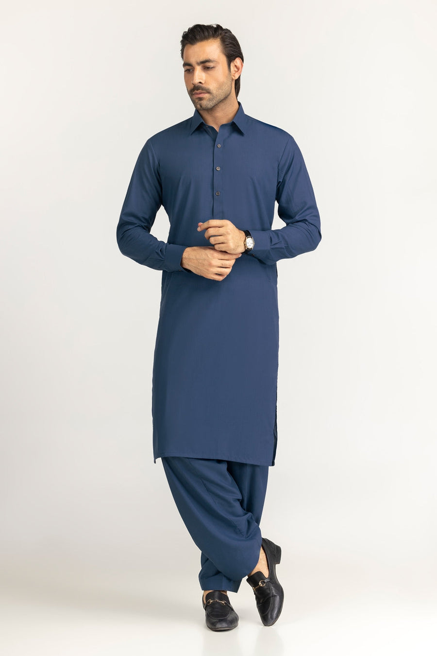 Olive Cotton 2-Piece Men's Kurta | Button-Front Collar