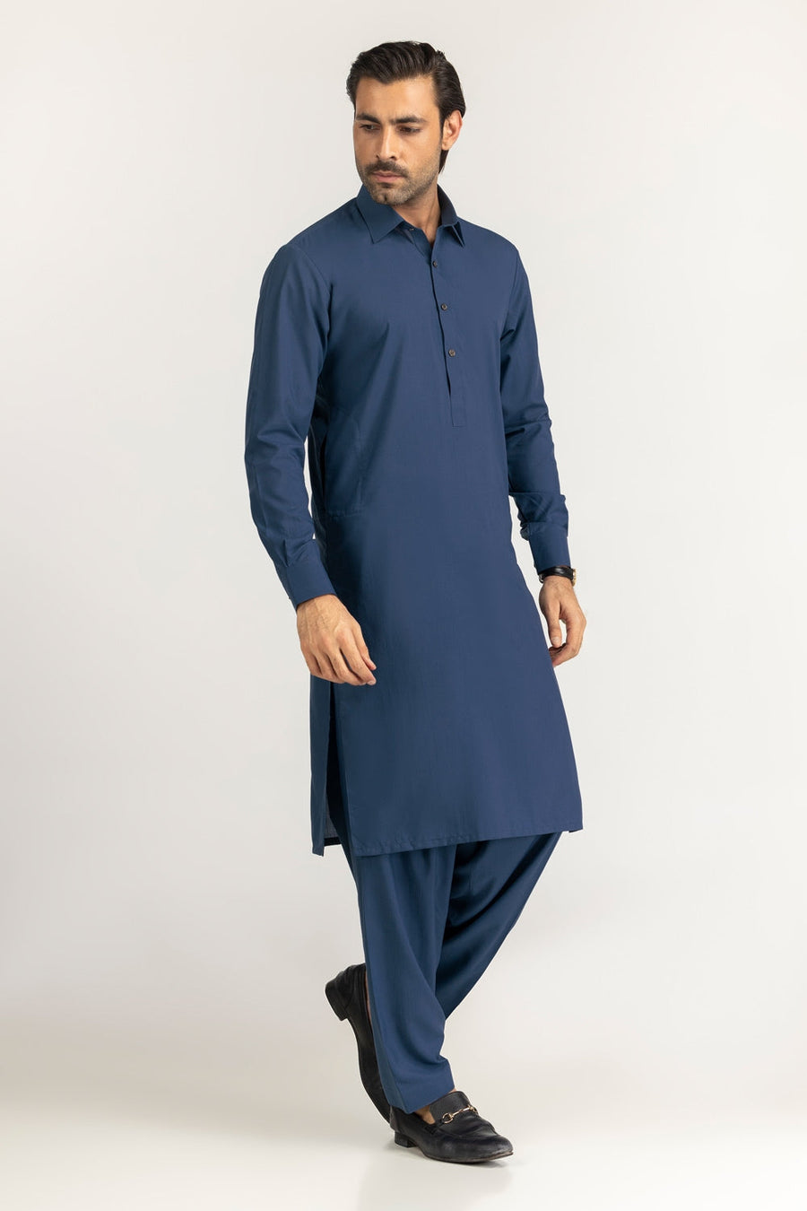 Olive Cotton 2-Piece Men's Kurta | Button-Front Collar