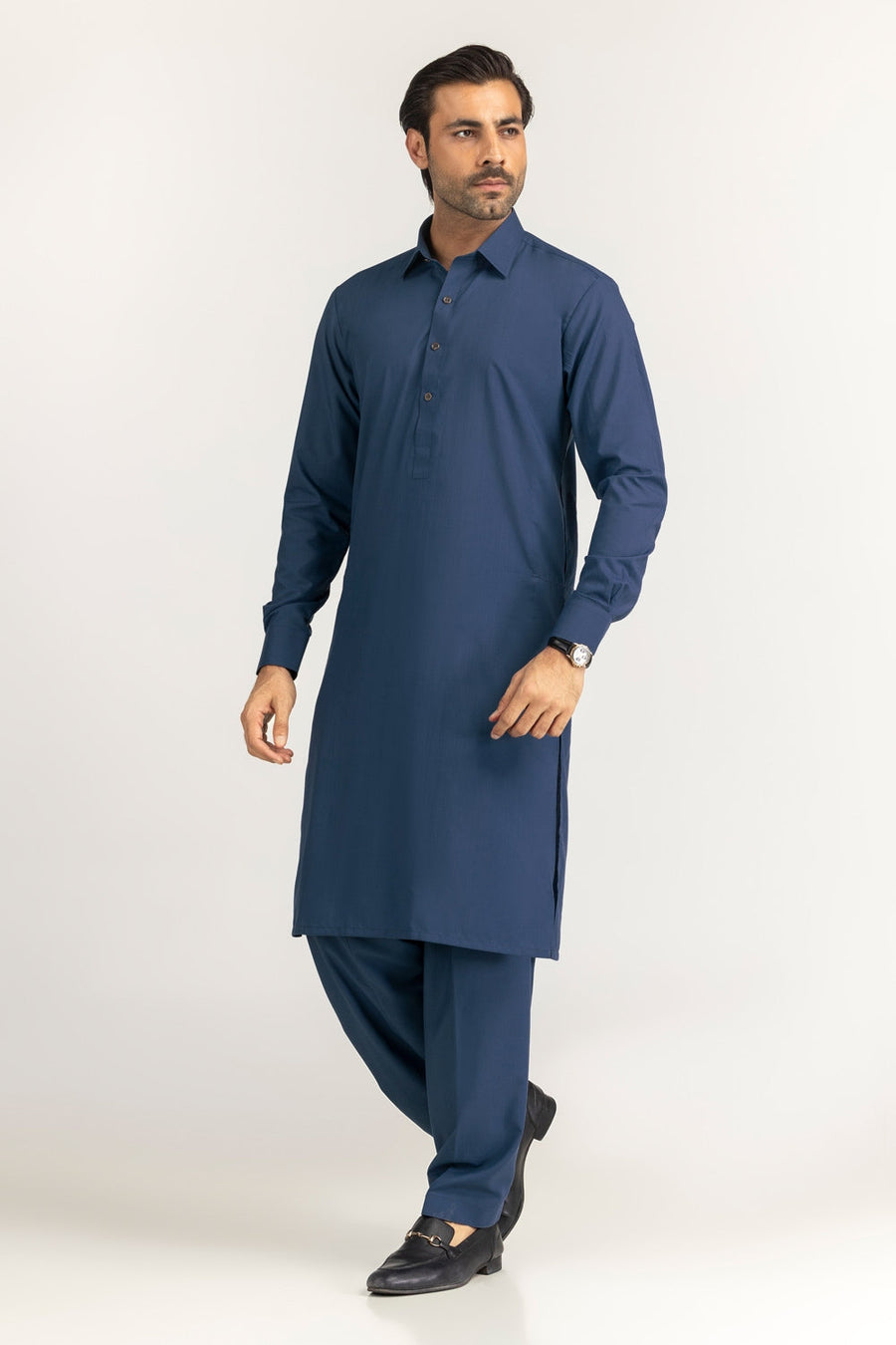 Olive Cotton 2-Piece Men's Kurta | Button-Front Collar