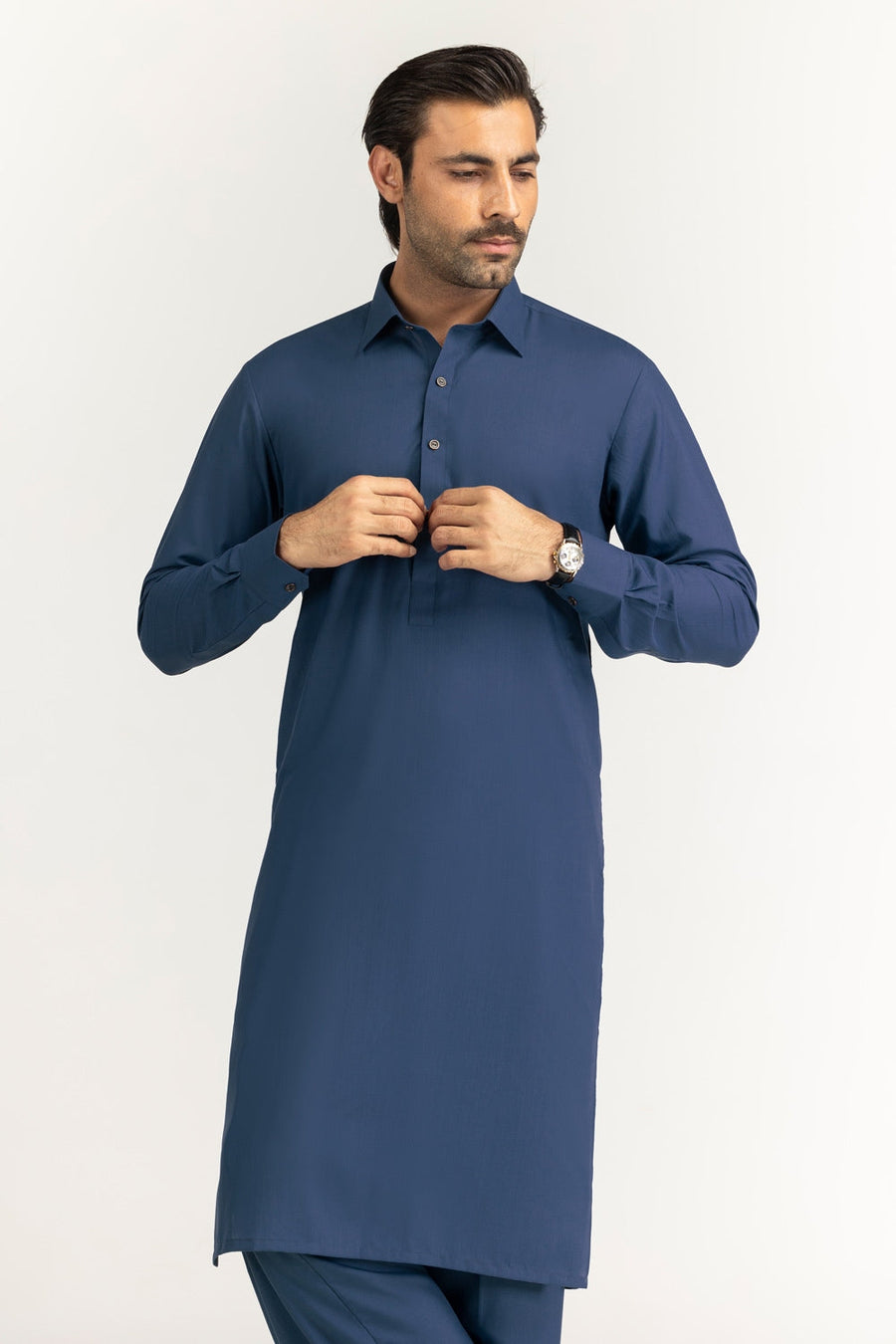 Olive Cotton 2-Piece Men's Kurta | Button-Front Collar
