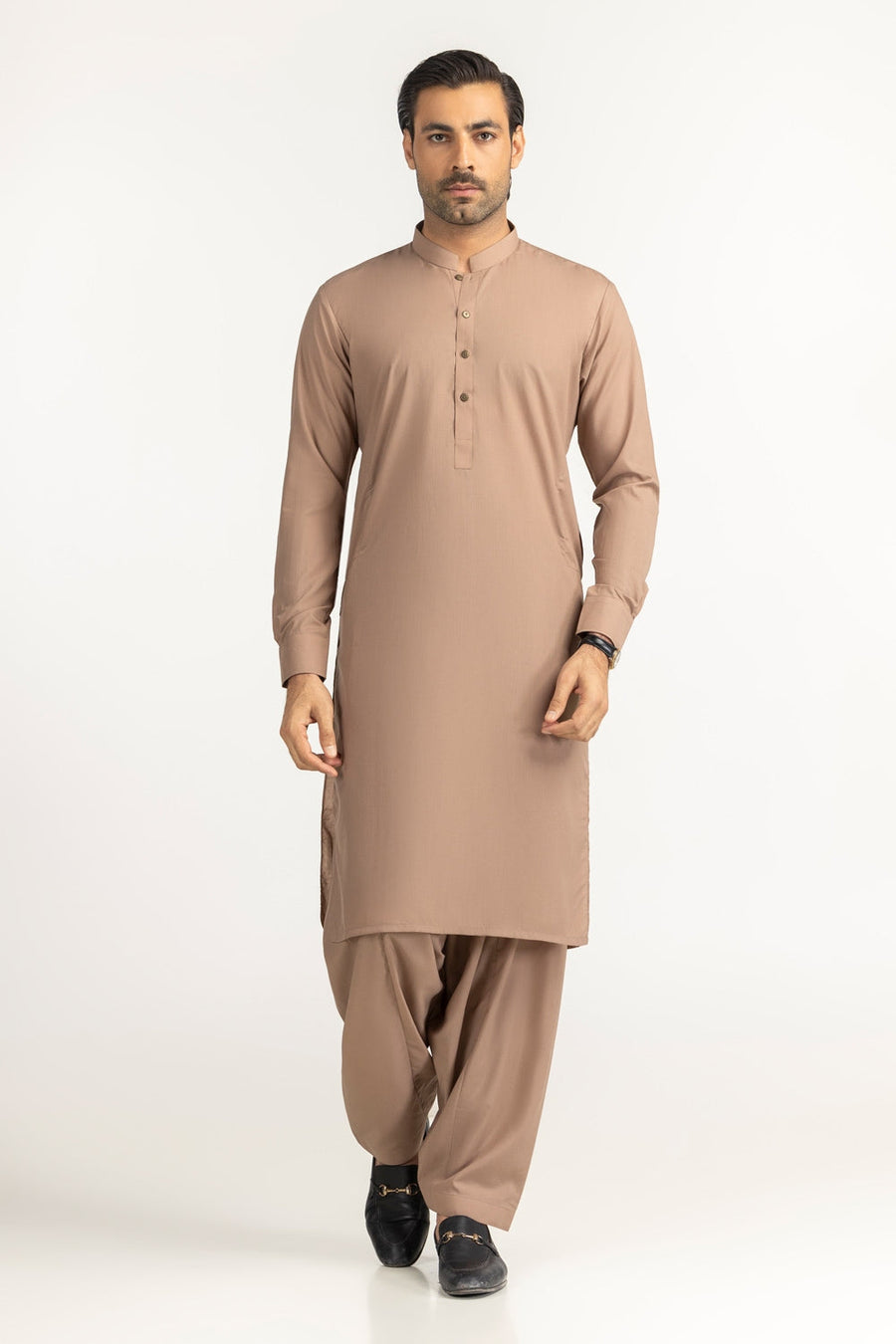 Olive Cotton 2-Piece Men's Kurta | Button-Front Collar