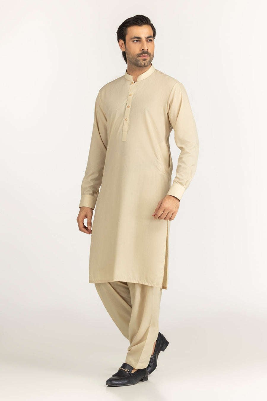 Olive Cotton 2-Piece Men's Kurta | Button-Front Collar