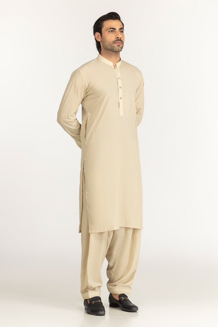 Olive Cotton 2-Piece Men's Kurta | Button-Front Collar