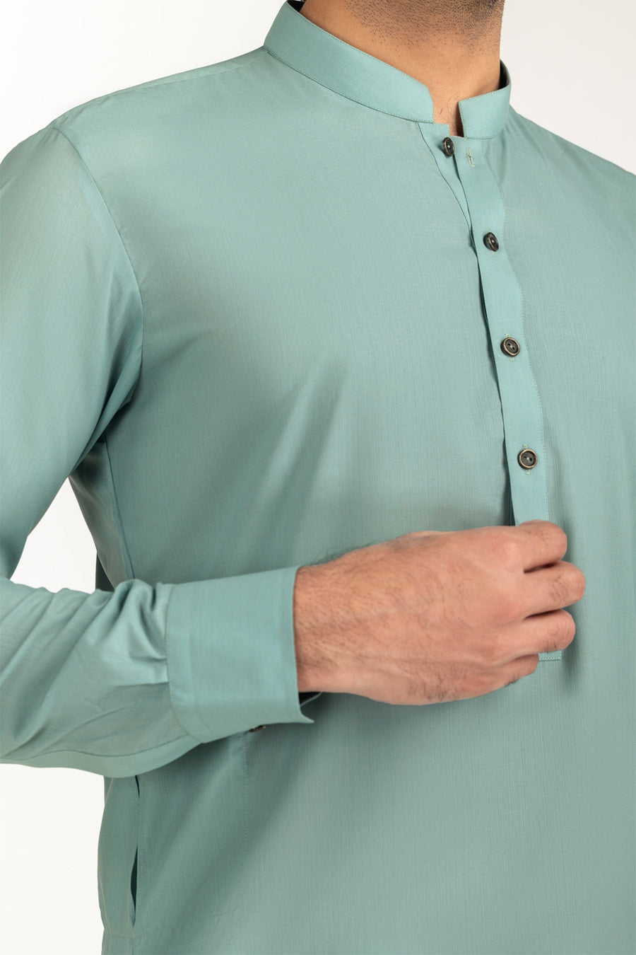Olive Cotton 2-Piece Men's Kurta | Button-Front Collar