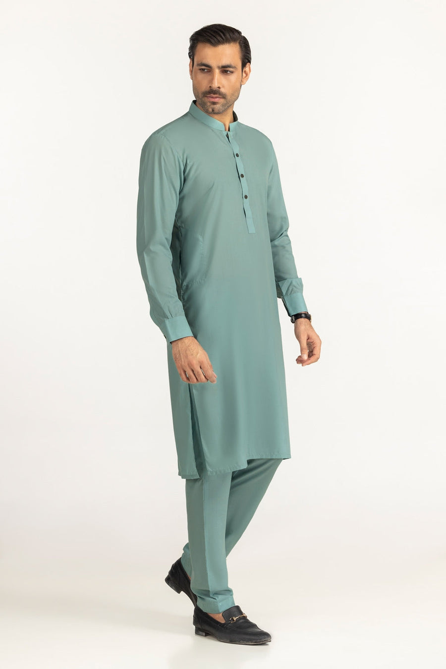Olive Cotton 2-Piece Men's Kurta | Button-Front Collar