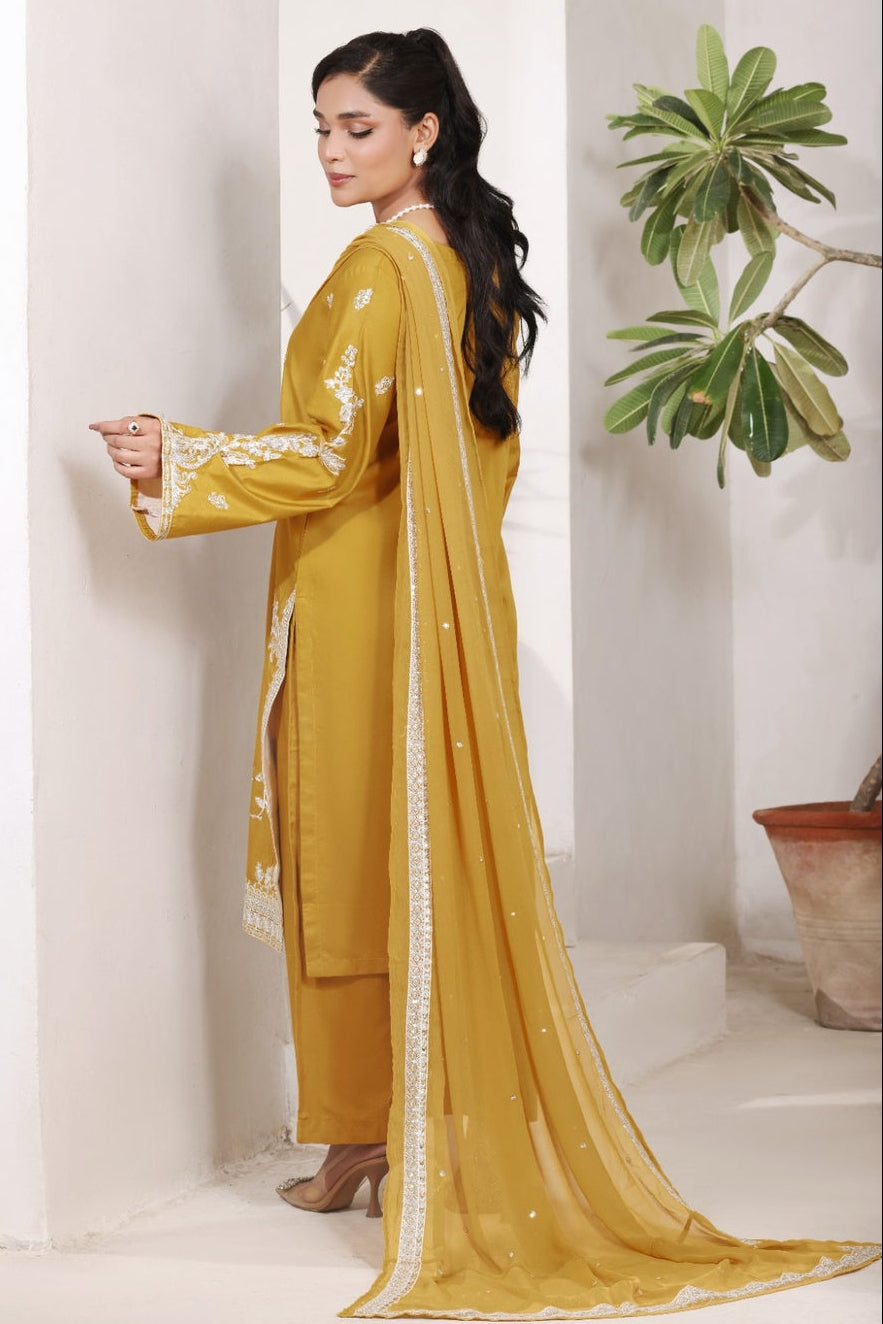 Mustard Gold 3 piece Ready to wear Semi formal