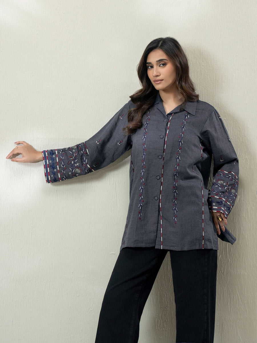 Denim Kurti - Embroidered (Pret) - Pehnaawaa